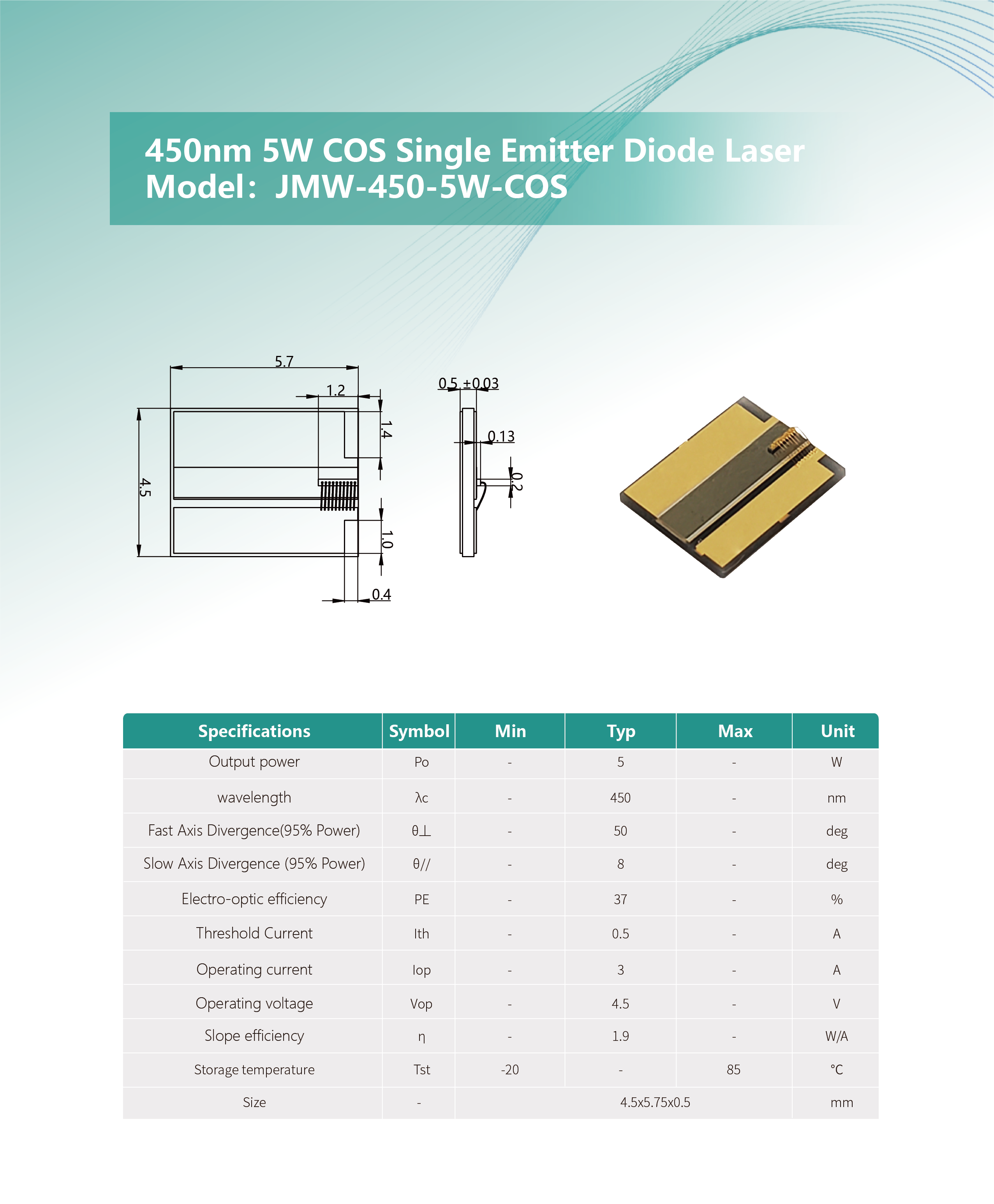 450nm 5W COS 封裝單管半導(dǎo)體激光器 網(wǎng)站 英文